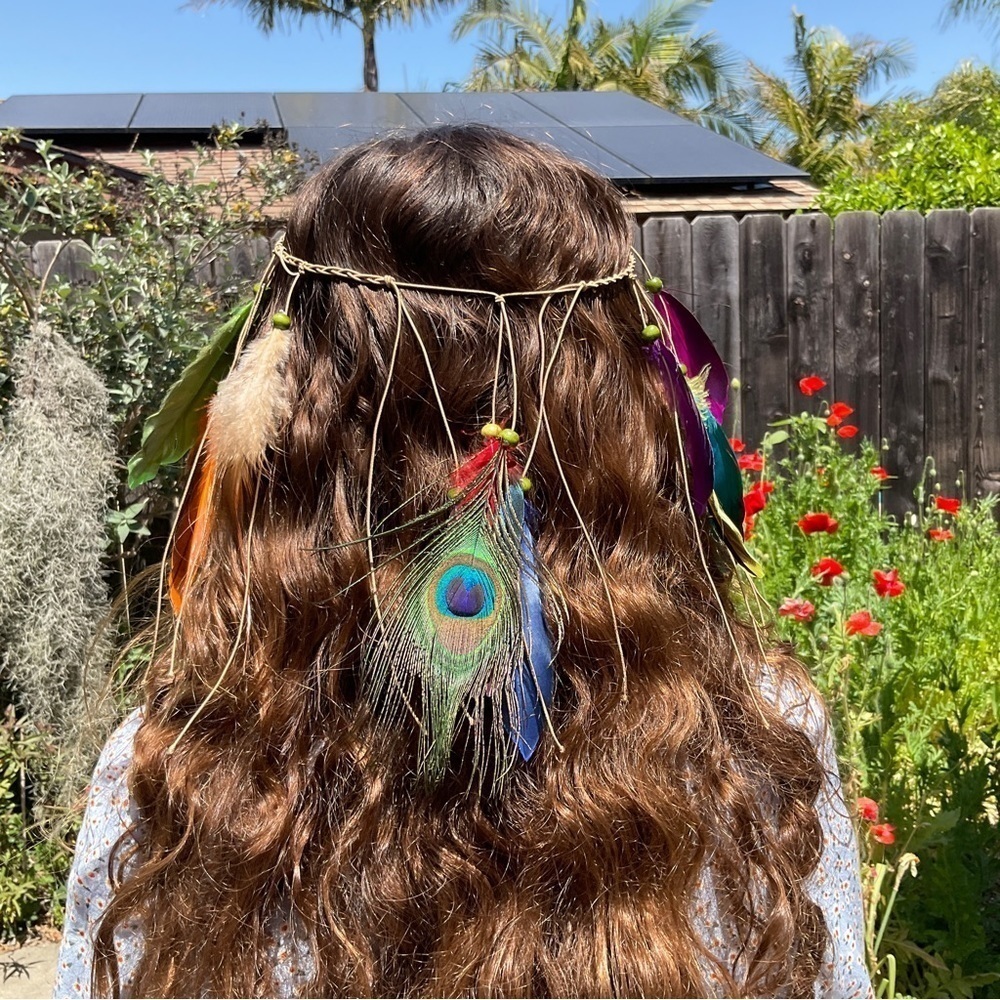 Feather Headband Hippie Indian Boho Hair Band Tassel Bohemian Peacock Festival